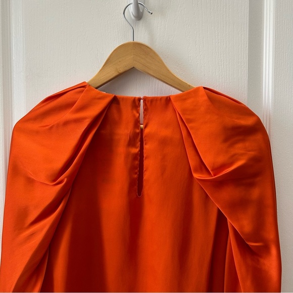 Zara Women's Orange Puff Sleeve Blouse Diamanté Button Satin Top Size Small NWT - Picture 12 of 16